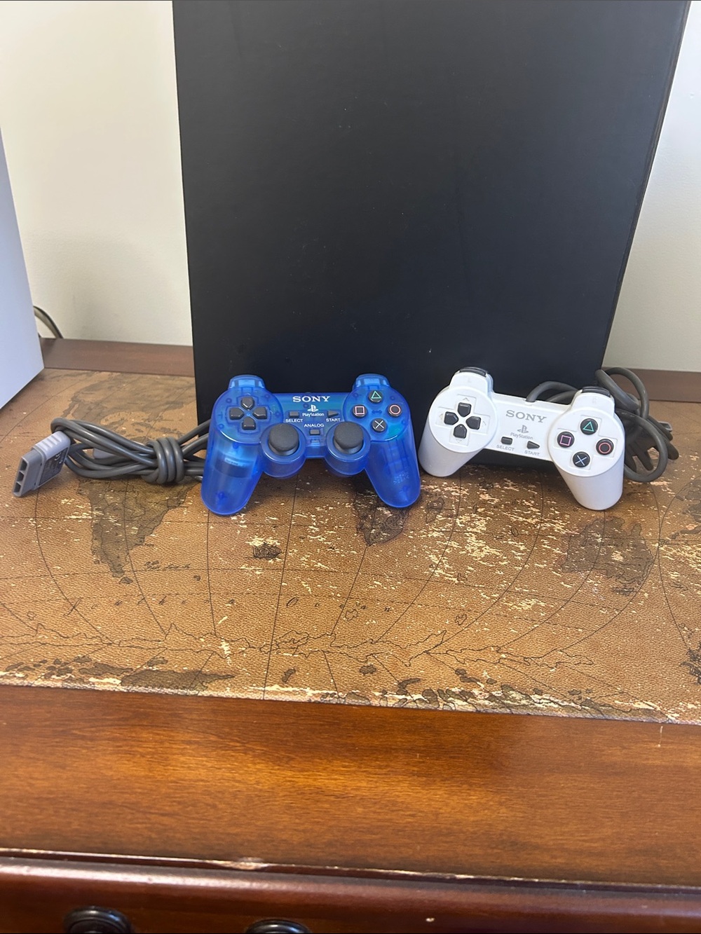 Sony PlayStation Controller Lot of 2 Clear Blue Analog & White SCPH-1206 1080
